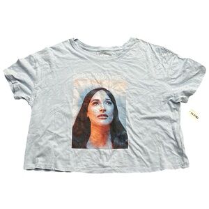 OLD NAVY kasey musgraves country singer baby blue s/s crop top, size large.